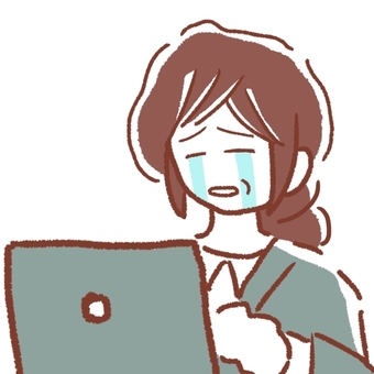 Suit woman crying using a computer, , JPG and PNG