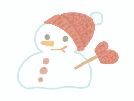 雪だるま（レッド） 雪だるま,スノーマン,赤色,帽子,手袋,冬,水彩,手描き,かわいいのイラスト素材