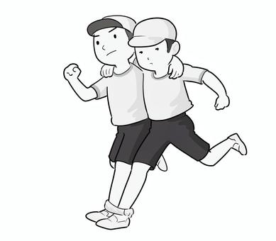 二人三脚　運動会 二人三脚,運動会,小学校,中学校,体操服,走るのイラスト素材