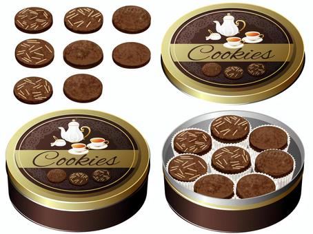 クッキー缶（アーモンドココアクッキー）2 クッキー缶,クッキー,缶,スイーツ,料理,食べ物,ココアクッキー,アーモンドのイラスト素材