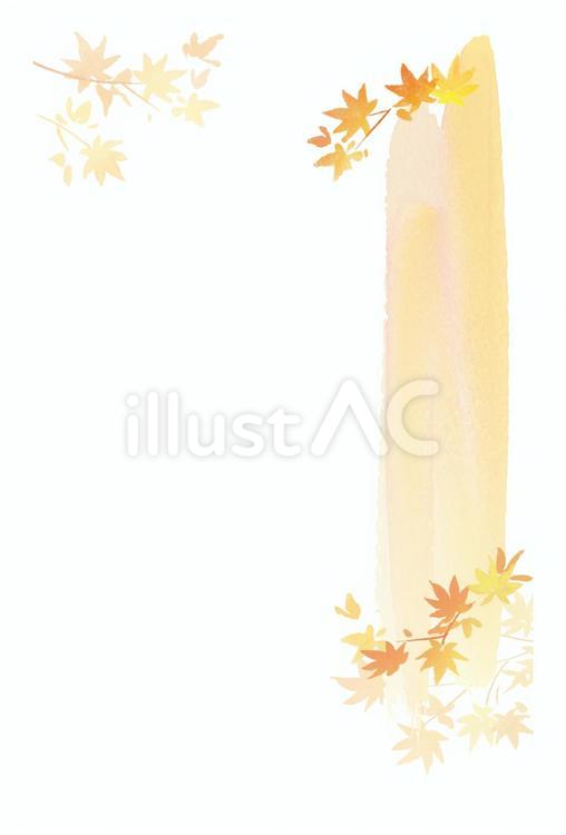 紅葉　文字なしのハガキ　1 秋,もみじ,水彩のイラスト素材