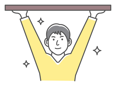 何かを持ち上げる 若い男性イラスト 支える,持ち上げる,男性,日本人,重い,人物,上半身,忍耐,負担,板のイラスト素材