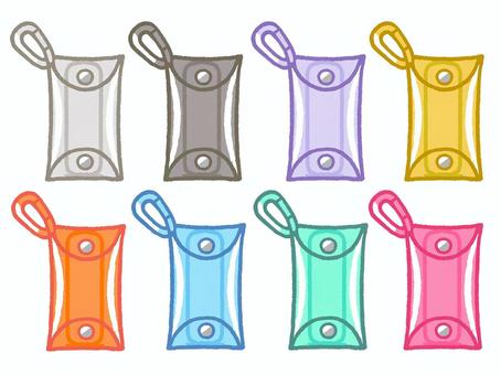 クリアマルチケース　8カラー 推し活,ケース,ポーチ,マルチケース,マルチポーチ,キーホルダー,ナスカン,カラビナ,手書き,クリアのイラスト素材