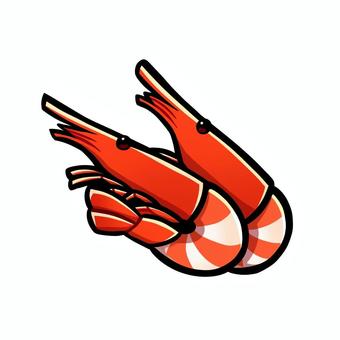 ポップでかわいい海老（食材） 海老,えび,煮物,和食,料理,食べ物,食品,エビ,素材,イラストのイラスト素材