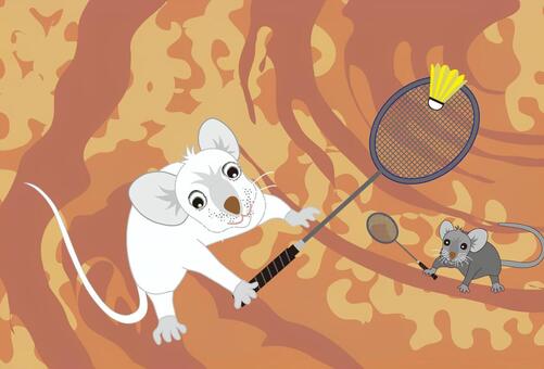 New Year's card material for mice and badminton, New Year's card material for mice and badminton, a mouse, taun, zodiak,