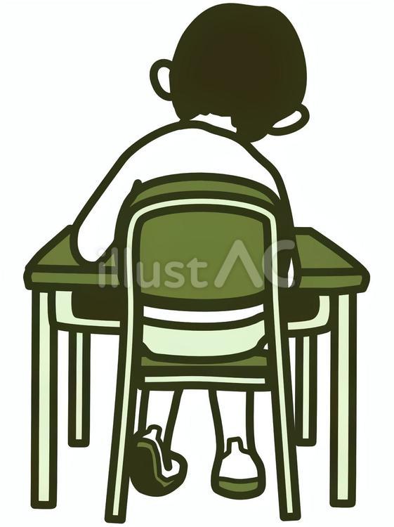 男の子の後ろ姿 小学生,勉強,授業中のイラスト素材