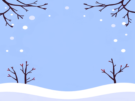 冬の雪景色と枯木のポストカード素材 冬,雪,景色,枯木,ポストカード,風景,絵はがき,画像,コピースペース,テキストスペースのイラスト素材