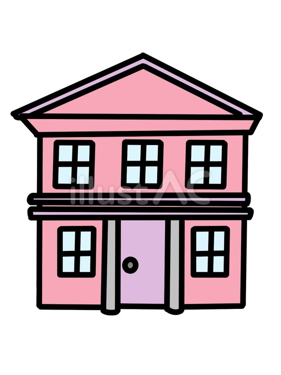 ピンクの家 家,屋根,三角のイラスト素材