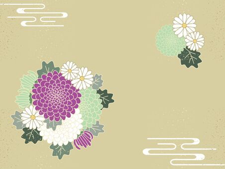 和モダン素材背景 菊,花,和,和風,背景,壁紙,和柄,植物,和モダン,レトロのイラスト素材