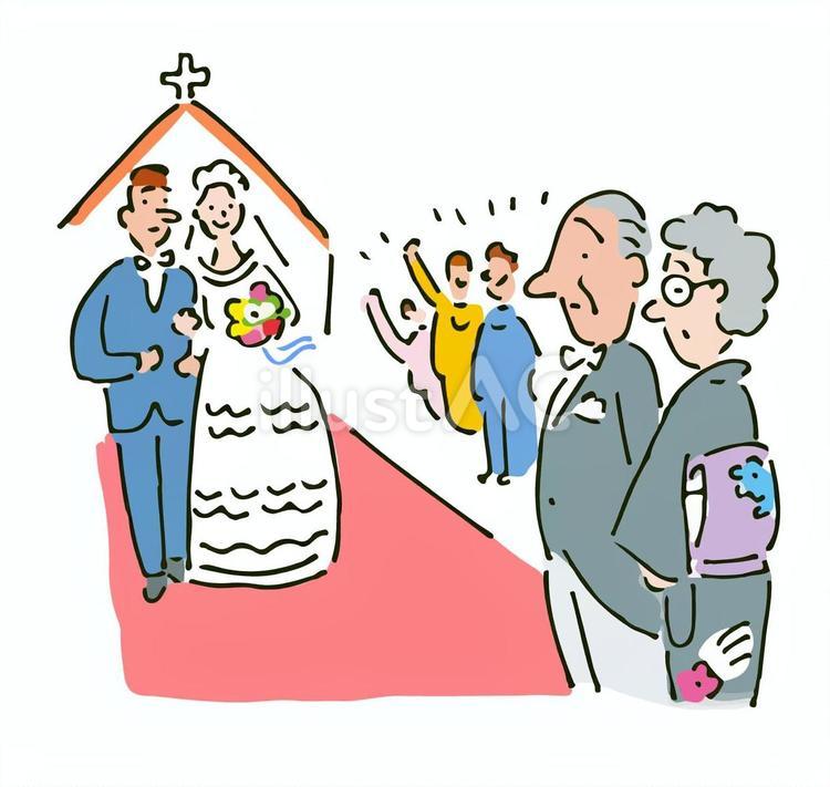 我が子の結婚式を見守る両親 イベント,装飾,素材のイラスト素材