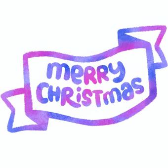 Merry Christmasの文字 merrychristmas,文字,クリスマス,リボン,水彩,グラデーション,ピンク,紫,手書き,手描きのイラスト素材