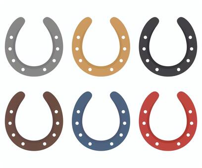 馬の蹄鉄　色違いセット 蹄鉄,蹄,馬,鉄,アイコン,色違い,セット,グレー,赤,黒のイラスト素材