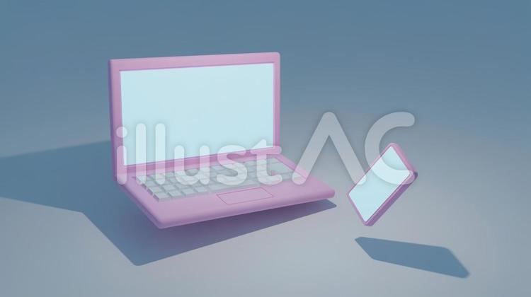 3DCG PCとスマホ パソコン,タブレット,スマホのイラスト素材