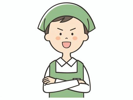 どや顔する男性店員 どや顔する男性店員 腕組み,どや顔,自信,自慢,偉そう,自信家,店員,男性,パート,バイトのイラスト素材