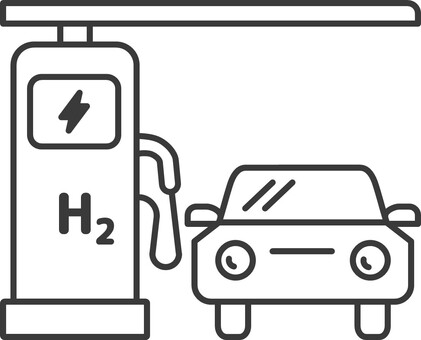 水素ステーション アイコン 水素ステーション,fcv,水素エネルギー,sdgs,インフラ,充填,自動車,アイコン,線画,クリーンエネルギーのイラスト素材