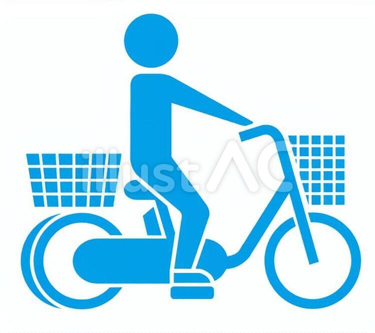 電動アシスト付自転車　三輪（ブルー） 自転車,電動,アシストのイラスト素材