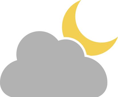 Crescent moon and cloud cute icon illustration, , JPG, PNG and AI