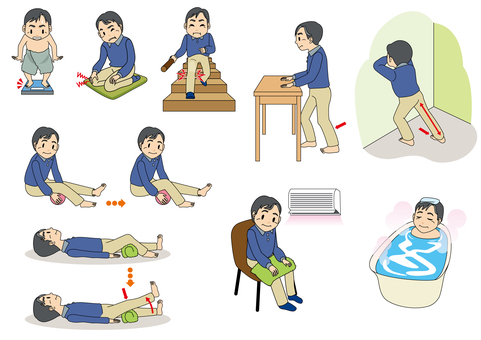 Recommended ways to relieve knee pain, , JPG, PNG and AI