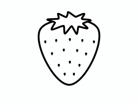 シンプルないちご　太線 線,線画,太線,いちご,果物,シンプル,アイコン,モノクロ,塗り絵のイラスト素材