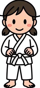 白帯の柔道・空手の女の子です。 柔道,空手,シンプル,道着,武道,格闘技,道場,スポーツ,日本,文化のイラスト素材