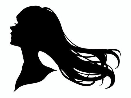 前髪ありロングヘア女性の横顔シルエット シルエット,女性,女,髪型,ロングヘア,ヘアスタイル,美容,髪,横顔,綺麗のイラスト素材