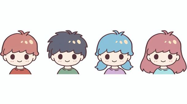 手書き風人物イラスト 男の子,男子,幼児,子ども,顔,生徒,人物,男児,人,児童のイラスト素材