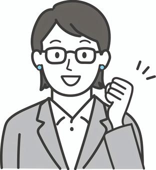 笑顔でガッツポーズをする働く女性D 働く,女性,笑顔,ガッツポーズ,成功,達成,喜び,嬉しい,やった,目標達成のイラスト素材