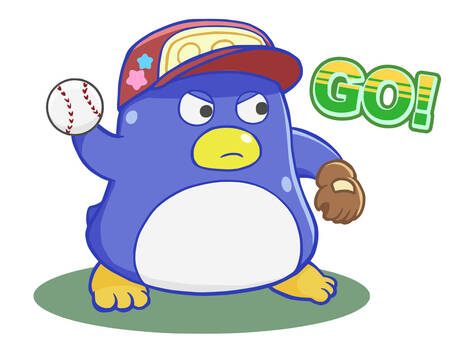 野球ペンギン　GO！ 野球,球技,動物,ペンギン,ピッチャー,スポーツ,試合,投球,守備,部活動のイラスト素材