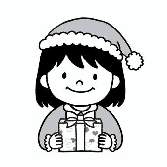 プレゼントを持つサンタ帽の女の子 子供,女の子,少女,幼児,児童,小学生,サンタ帽,サンタコスチューム,プレゼント,ギフトのイラスト素材