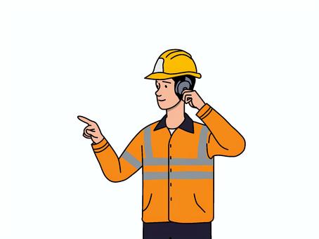 指さし呼称 指さし呼称,作業員,ヘルメット,作業着,反射板のイラスト素材