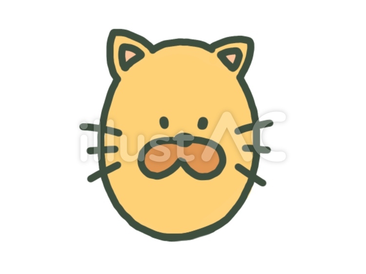 手書き風ペン画の可愛い黄色い猫 猫,可愛い,動物のイラスト素材
