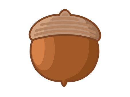 太いどんぐり（オレンジ） どんぐり,手描き,一つ,一個,ワンポイント,かわいい,シンプル,丸い,太い,秋のイラスト素材