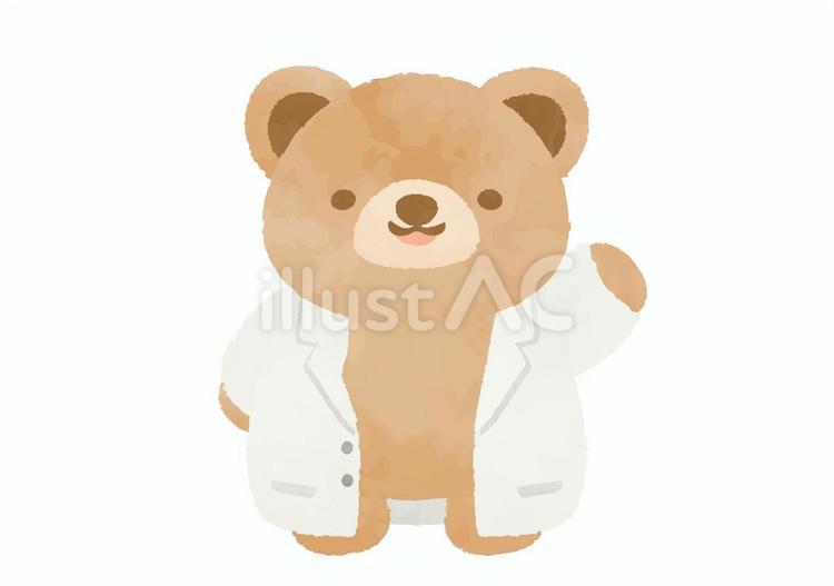 白衣を着たかわいいクマのイラスト クマ,動物,かわいいのイラスト素材