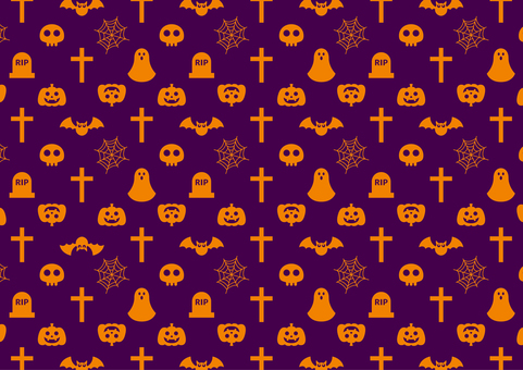 シンプルなハロウィン背景-20（A4横） ハロウィン,秋,背景,10月,シンプル,かぼちゃ,ジャックオーランタン,クロス,十字架,蝙蝠のイラスト素材