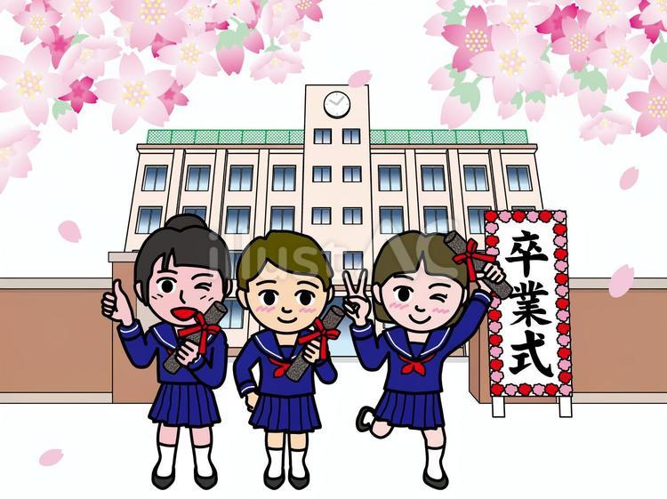 壱A：中学校卒業式02_CS3 卒業式,卒業,証書のイラスト素材
