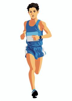 マラソンランナー14 マラソン,ランナー,ランニング,ジョギング,長距離走,中距離走,持久力,男性,人物,一人のイラスト素材