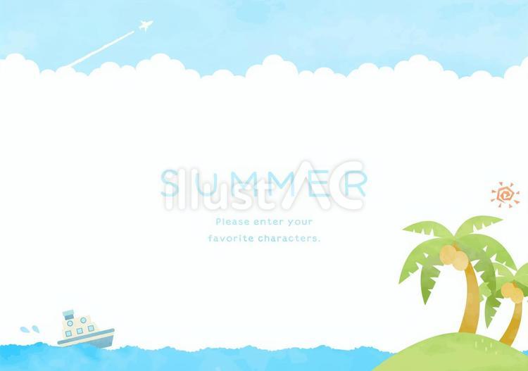 のどかな夏の海の風景イラスト 夏,海,背景のイラスト素材