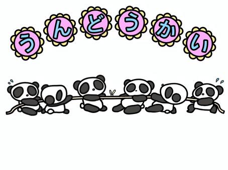 綱引きパンダ 綱引き,運動会,パンダ,可愛い,動物,手書き,挿絵のイラスト素材