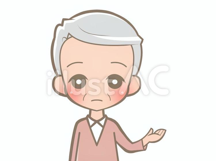 高齢者-示す-無表情210517 おじいさん,無表情,示すのイラスト素材