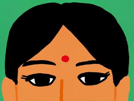 Illustration, bindi, testa, índia, 