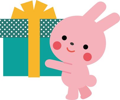 Rabbit giving a present①, JPG, PNG and AI Rabbit giving a present①, ख़रगोश, प्रस्तुत, रिबन, JPG, PNG and AI