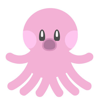 ピンクのかわいいタコ タコ,可愛い,ピンク,デフォルメ,海洋生物,生き物,キャラクターのイラスト素材