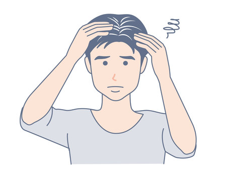白髪に悩む男性 白髪,男性,ヘア,髪の毛,ヘアセット,メンズ,美容,身だしなみ,髪,ビューティーのイラスト素材