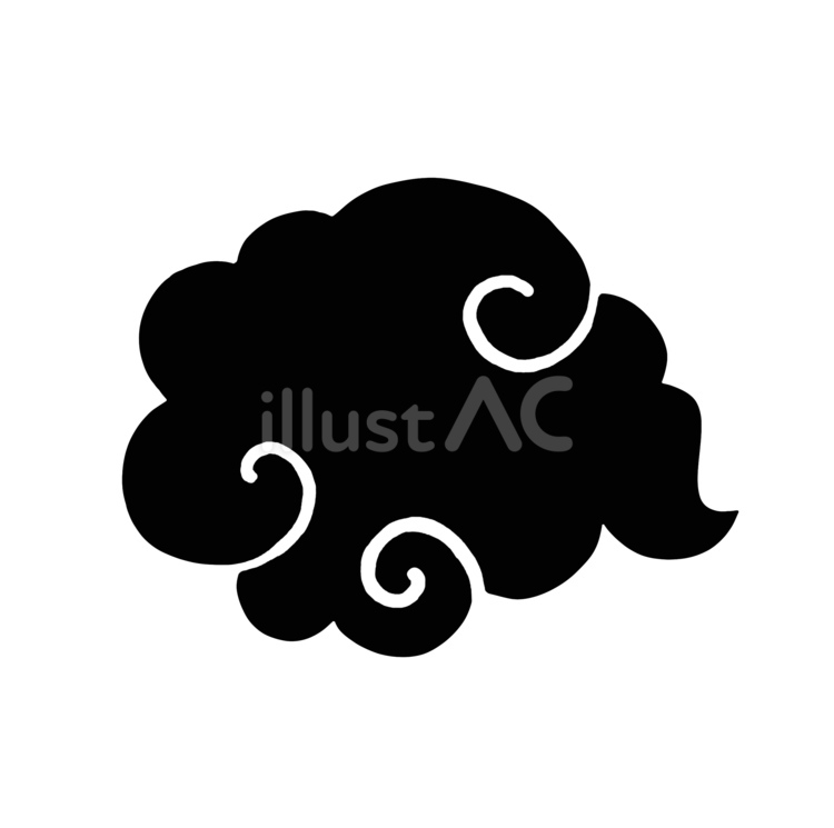 版画風の雲　黒　5 雲,かわいい,版画のイラスト素材