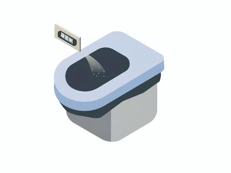 簡易トイレに凝固剤を入れる トイレ,便器,便意,便座,簡易トイレ,防災,災害,グッズ,排泄,非常用のイラスト素材