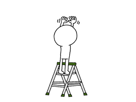 脚立作業 脚立,作業,道具,シルエット,pop調,手描き,挿絵,ワンポイント,素材,商用可のイラスト素材
