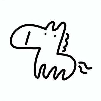 ゆるくてシンプルな可愛い馬 モノクロ ゆるくてシンプルな可愛い馬 モノクロ 馬,かわいい,手描き,線画,ウマ,うま,モノクロ,モノトーン,白黒,手書きのイラスト素材
