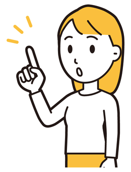  ロングヘア女性(黄)-459-バスト 指差し,女性,女の子,人物,かわいい,ポイント,説明,強調,案内,ワンポイントのイラスト素材