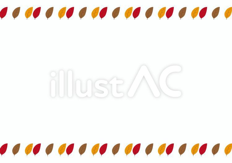 4_枠_落ち葉・秋・上下 葉っぱ,葉,秋のイラスト素材