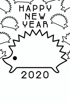 Black and white 2020 childhood casual New Year's card, , JPG and EPS